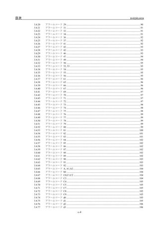 目次                                                                                                                                B-65285JA/04

     3.4.20   アラームコード   29 ..........................................................................................................................90
     3.4.21   アラームコード   31 ..........................................................................................................................91
     3.4.22   アラームコード   32 ..........................................................................................................................91
     3.4.23   アラームコード   34 ..........................................................................................................................91
     3.4.24   アラームコード   36 ..........................................................................................................................92
     3.4.25   アラームコード   37 ..........................................................................................................................92
     3.4.26   アラームコード   41 ..........................................................................................................................92
     3.4.27   アラームコード   42 ..........................................................................................................................93
     3.4.28   アラームコード   43 ..........................................................................................................................93
     3.4.29   アラームコード   46 ..........................................................................................................................93
     3.4.30   アラームコード   47 ..........................................................................................................................94
     3.4.31   アラームコード   49 ..........................................................................................................................94
     3.4.32   アラームコード   50 ..........................................................................................................................95
     3.4.33   アラームコード   52, 53 ....................................................................................................................95
     3.4.34   アラームコード   54 ..........................................................................................................................95
     3.4.35   アラームコード   55 ..........................................................................................................................95
     3.4.36   アラームコード   56 ..........................................................................................................................95
     3.4.37   アラームコード   61 ..........................................................................................................................96
     3.4.38   アラームコード   65 ..........................................................................................................................96
     3.4.39   アラームコード   66 ..........................................................................................................................96
     3.4.40   アラームコード   67 ..........................................................................................................................96
     3.4.41   アラームコード   69 ..........................................................................................................................97
     3.4.42   アラームコード   70 ..........................................................................................................................97
     3.4.43   アラームコード   71 ..........................................................................................................................97
     3.4.44   アラームコード   72 ..........................................................................................................................97
     3.4.45   アラームコード   73 ..........................................................................................................................98
     3.4.46   アラームコード   74 ..........................................................................................................................98
     3.4.47   アラームコード   75 ..........................................................................................................................98
     3.4.48   アラームコード   76 ..........................................................................................................................99
     3.4.49   アラームコード   77 ..........................................................................................................................99
     3.4.50   アラームコード   78 ..........................................................................................................................99
     3.4.51   アラームコード   79 ..........................................................................................................................99
     3.4.52   アラームコード   80 ..........................................................................................................................99
     3.4.53   アラームコード   81 ........................................................................................................................100
     3.4.54   アラームコード   82 ........................................................................................................................101
     3.4.55   アラームコード   83 ........................................................................................................................101
     3.4.56   アラームコード   84 ........................................................................................................................102
     3.4.57   アラームコード   85 ........................................................................................................................102
     3.4.58   アラームコード   86 ........................................................................................................................102
     3.4.59   アラームコード   87 ........................................................................................................................102
     3.4.60   アラームコード   88 ........................................................................................................................102
     3.4.61   アラームコード   89 ........................................................................................................................102
     3.4.62   アラームコード   90 ........................................................................................................................103
     3.4.63   アラームコード   91 ........................................................................................................................103
     3.4.64   アラームコード   92 ........................................................................................................................103
     3.4.65   アラームコード   A, A1,A2.............................................................................................................104
     3.4.66   アラームコード   b0 ........................................................................................................................104
     3.4.67   アラームコード   C0,C1,C2 ............................................................................................................104
     3.4.68   アラームコード   C3........................................................................................................................104
     3.4.69   アラームコード   C4........................................................................................................................105
     3.4.70   アラームコード   C5........................................................................................................................105
     3.4.71   アラームコード   C7........................................................................................................................105
     3.4.72   アラームコード   C8........................................................................................................................105
     3.4.73   アラームコード   C9........................................................................................................................105
     3.4.74   アラームコード   d0 ........................................................................................................................105
     3.4.75   アラームコード   d1 ........................................................................................................................105
     3.4.76   アラームコード   d2 ........................................................................................................................106
     3.4.77   アラームコード   d3 ........................................................................................................................106

                                              c-4
 