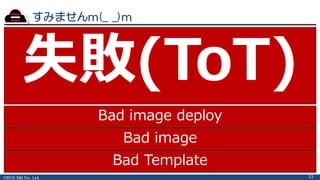 ©2015 S&I Co., Ltd.
すみませんm(_ _)m
23
失敗(ToT)
Bad image deploy
Bad image
Bad Template
 