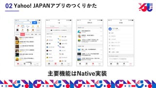 主要機能はNative実装
Yahoo! JAPANアプリのつくりかた02
 