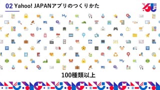 100種類以上
Yahoo! JAPANアプリのつくりかた02
 