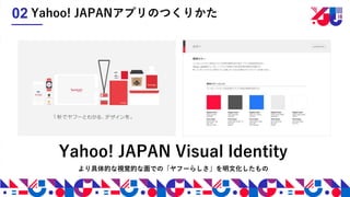 Yahoo! JAPAN Visual Identity
Yahoo! JAPANアプリのつくりかた02
より具体的な視覚的な面での「ヤフーらしさ」を明文化したもの
 