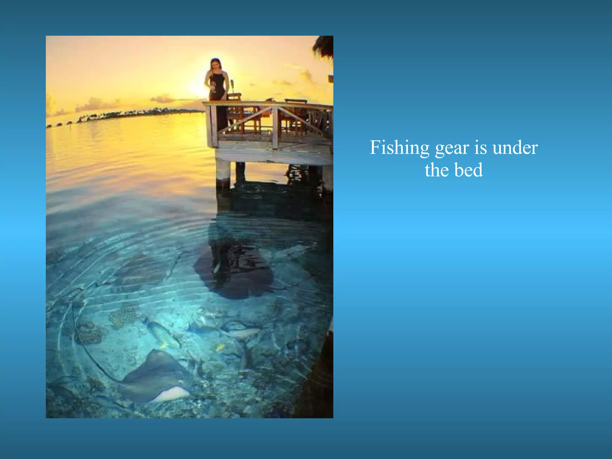 Fishing gear is under the bed