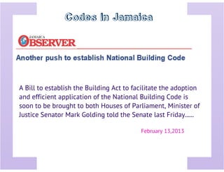 Build Better Jamaica spokesperson Brian Bernal Presentation, April 25, 2013