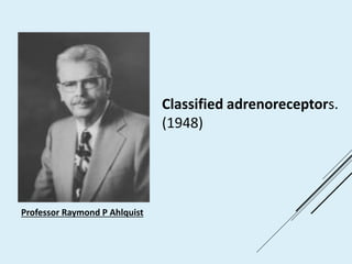 Professor Raymond P Ahlquist
Classified adrenoreceptors.
(1948)
 