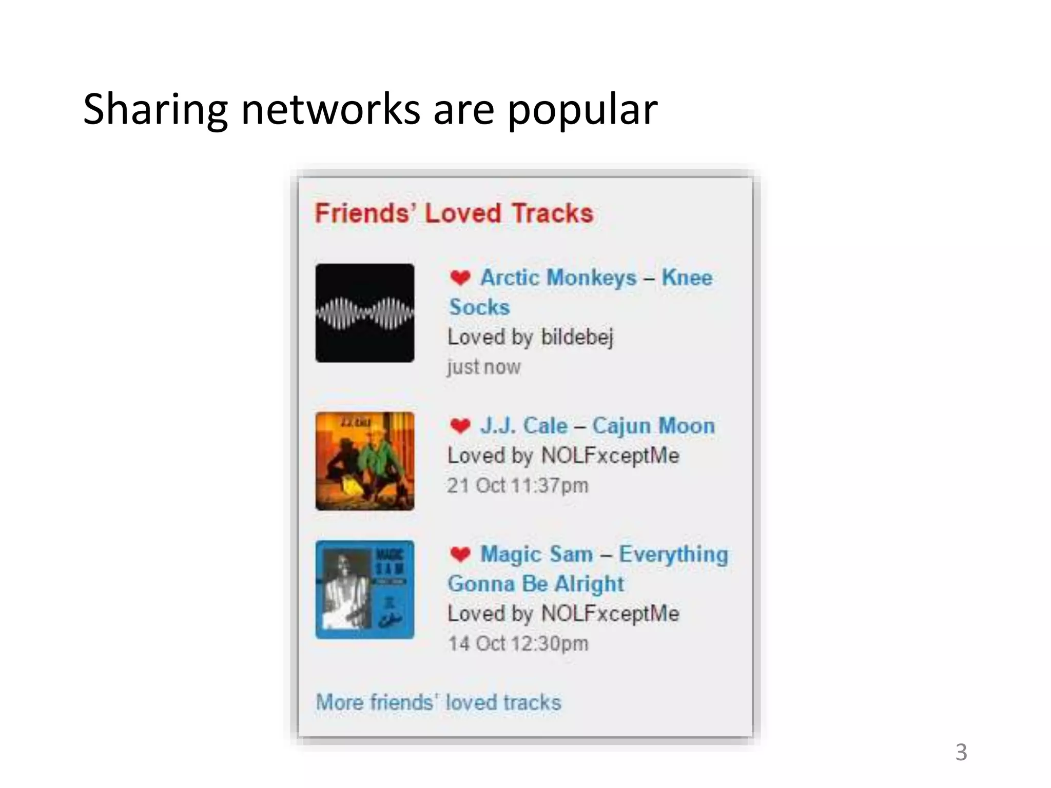 Sharing networks are popular
3
 