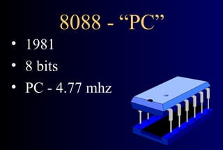 8088 - “PC” 1981 8 bits PC - 4.77 mhz  
