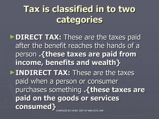 Tax is classified in to two categories ,[object Object],[object Object]