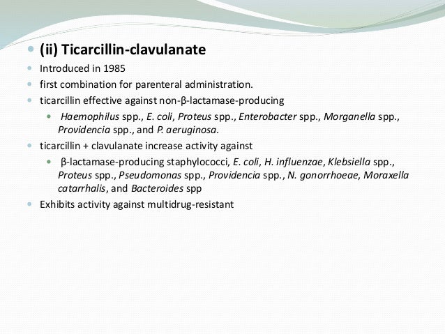Ticarcillin Clavulanate Pseudomonas