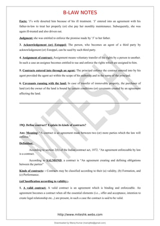 LLB law-notes-unit-1-contract-act | PDF