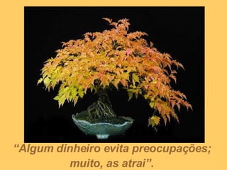 “ Algum dinheiro evita preocupações;  muito, as atrai”.   