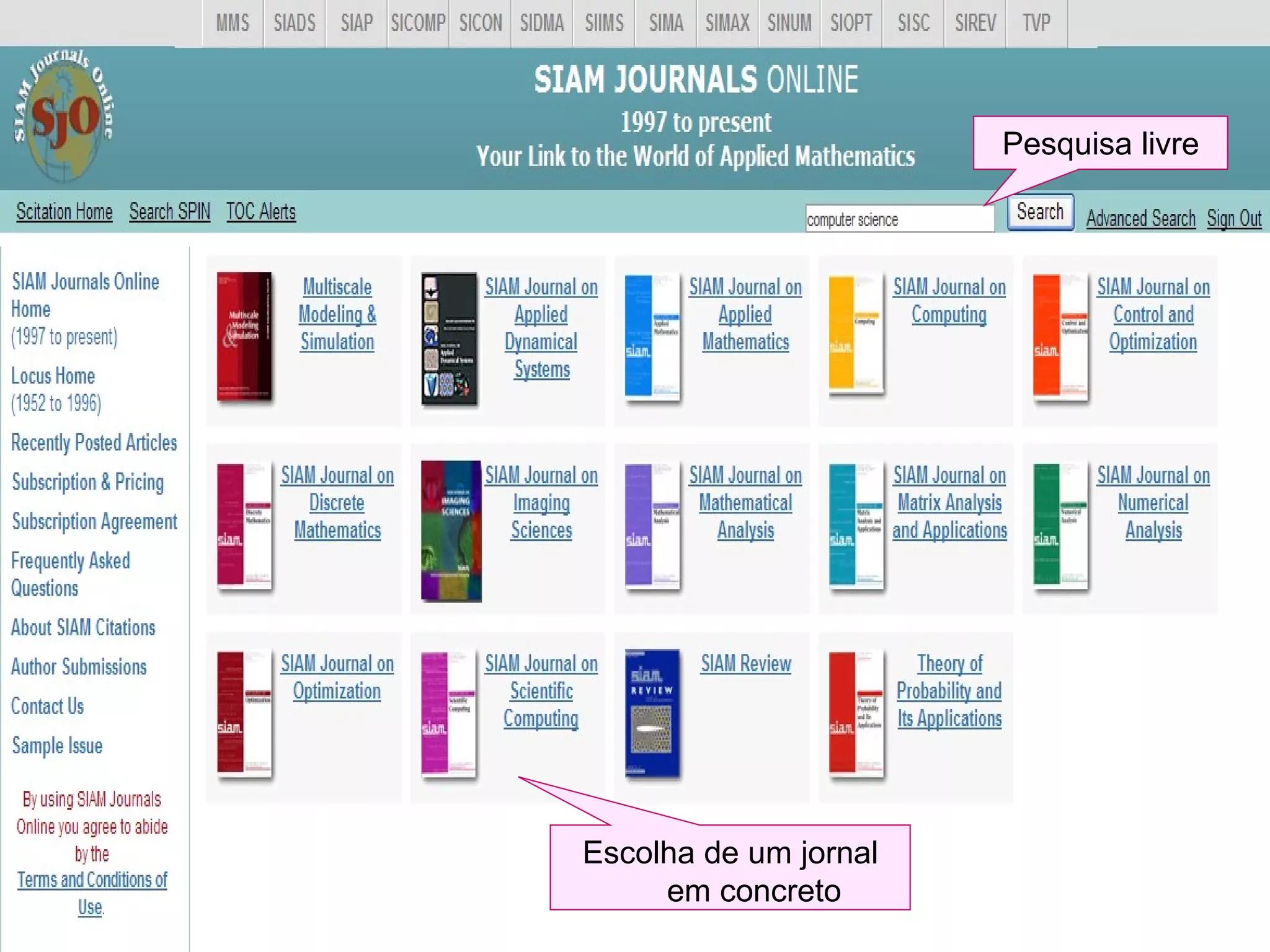 Pesquisa livre Escolha de um jornal em concreto 