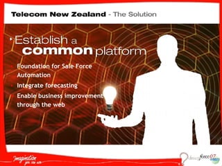 Foundation for Sale Force Automation Integrate forecasting  Enable business improvement through the web 