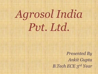 Agrosol India Pvt. Ltd. Presented By Ankit Gupta B.Tech ECE 3rd Year 