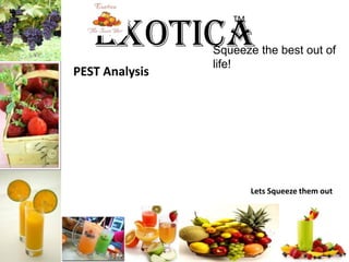 ExoticaTM Squeeze the best out of life!PEST AnalysisLets Squeeze them out