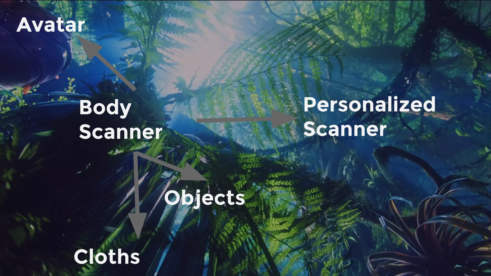 Body
Scanner
Personalized
Scanner
Avatar
Objects
Cloths