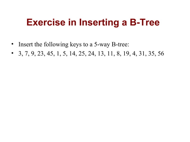 B trees in Data Structure | PPT | Data Storage and Warehousing | Computing