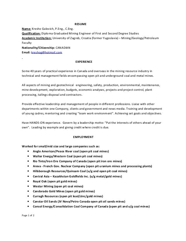 Doc engineer job mount process resume surface