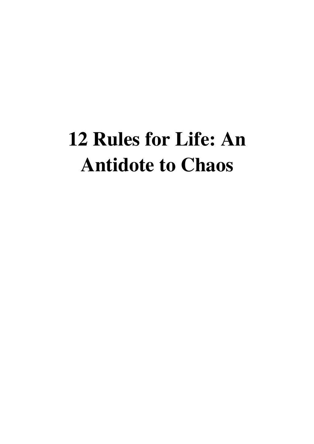 12 Rules for Life PDF - Jordan B. Peterson An Antidote to Chaos