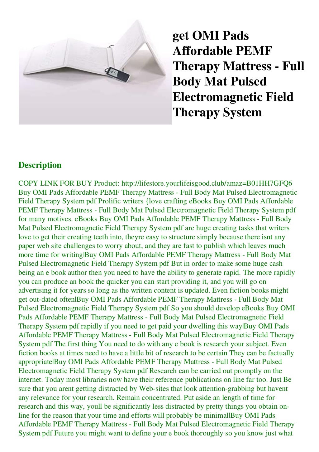 get OMI Pads Affordable PEMF Therapy Mattress Full Body Mat Pulsed