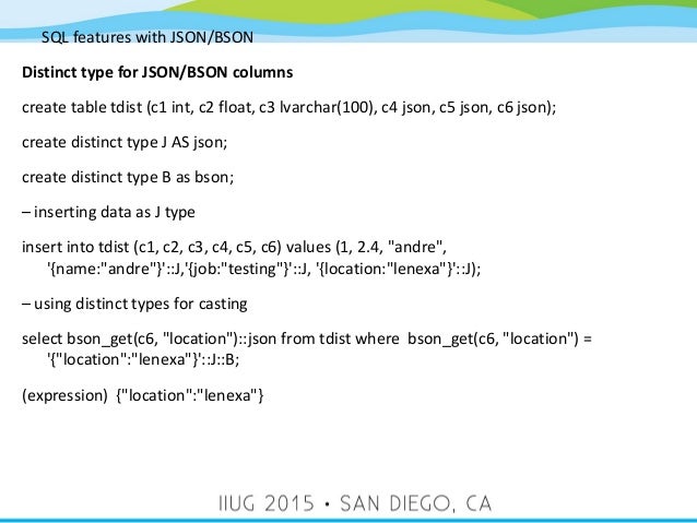 Using JSON/BSON types in your hybrid application environment