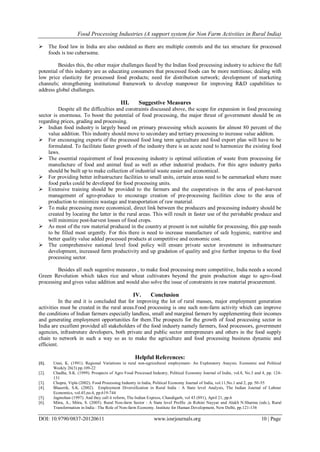 Food Processing Industries (A support system for Non Farm Activities in ...