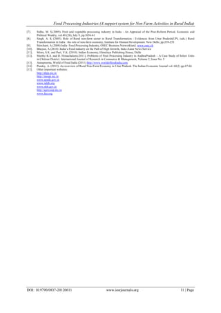 Food Processing Industries (A support system for Non Farm Activities in ...