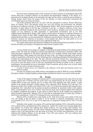 Quality Of Life of Elderly in India | PDF