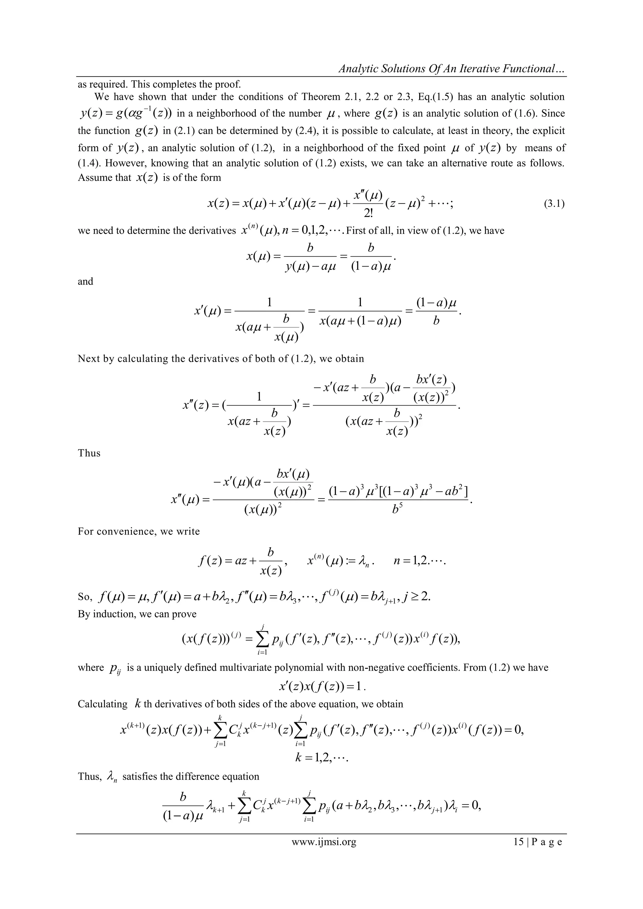 Analytic Solutions of an Iterative Functional Differential Equation ...