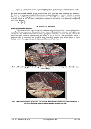 Sericitization Effect of Sericitization on the Engineering Properties of the Miango ...