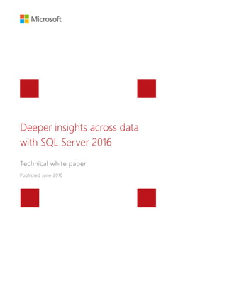 Deeper insights across data
with SQL Server 2016
Technical white paper
Published June 2016
 