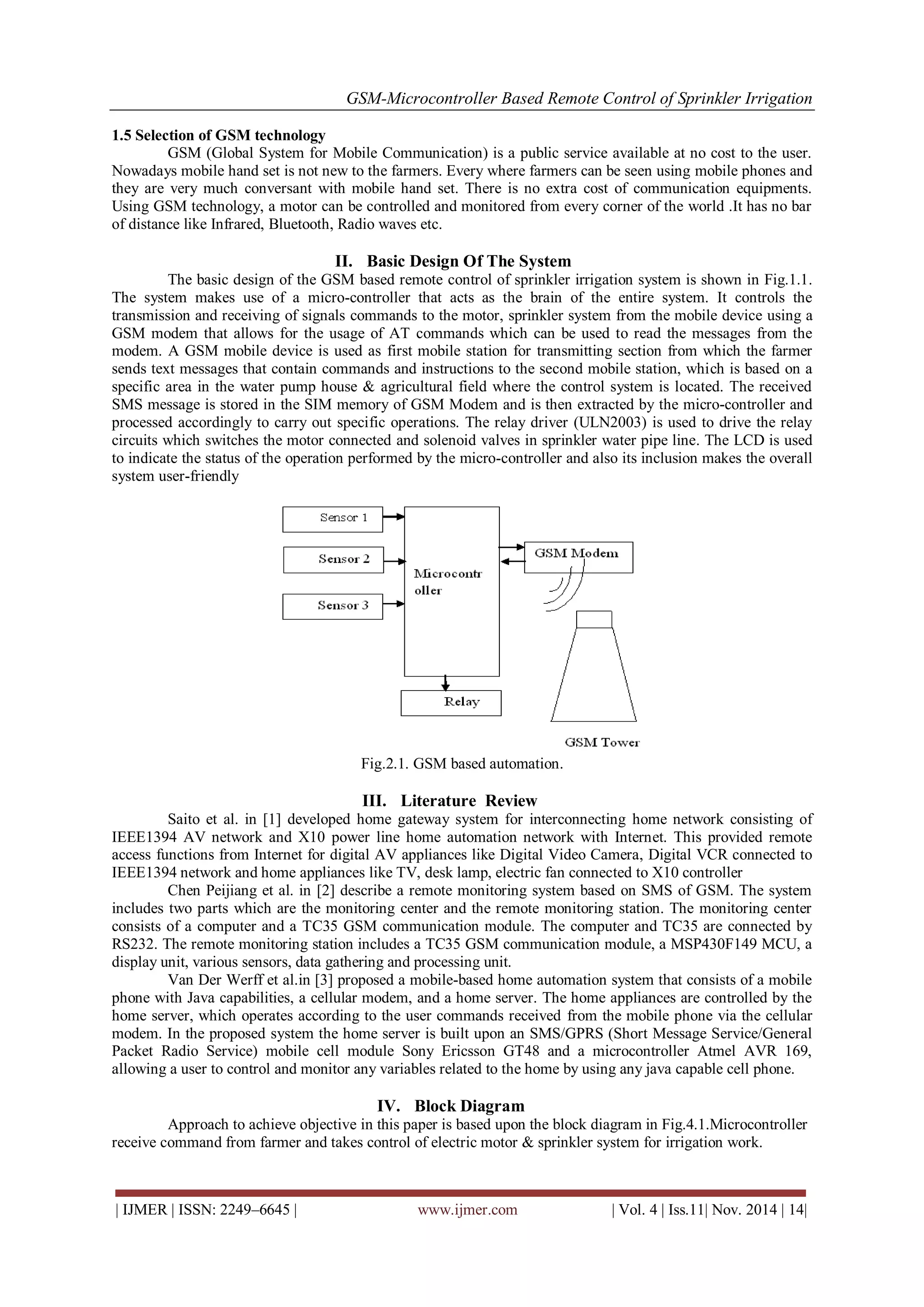 GSM-Microcontroller Based Remote Control of Sprinkler Irrigation | PDF