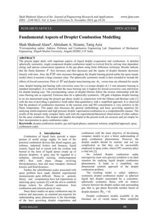 Fundamental Aspects of Droplet Combustion Modelling | PDF