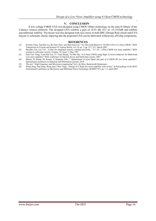 Design of a Low Noise Amplifier using 0.18μm CMOS technology | PDF
