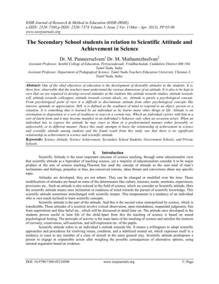 The Secondary School students in relation to Scientific Attitude and ...