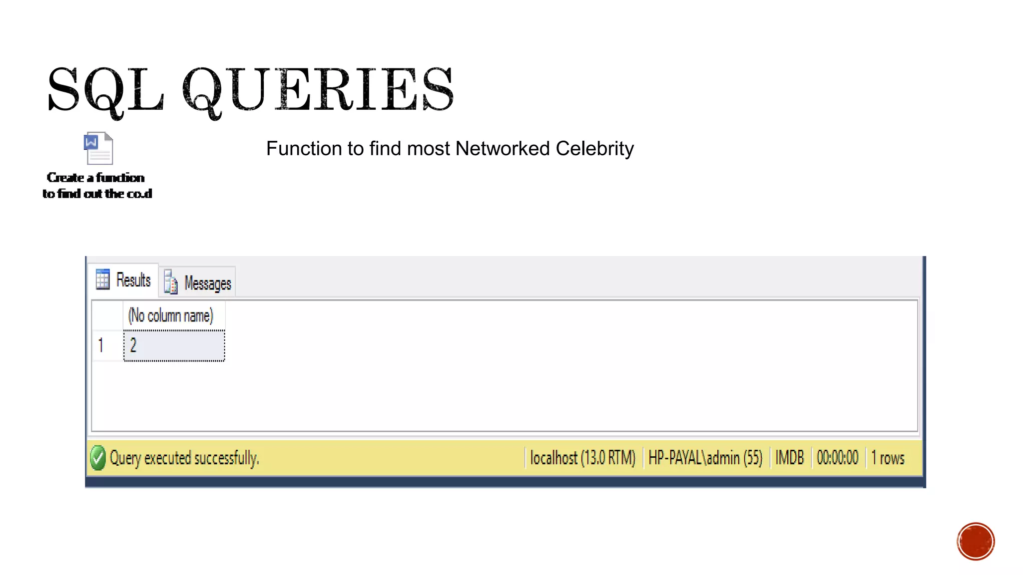 Function to find most Networked Celebrity
 