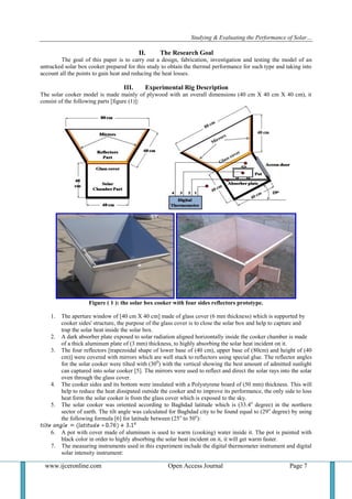 Studying & Evaluating the Performance of Solar Box Cookers (Untracked ...