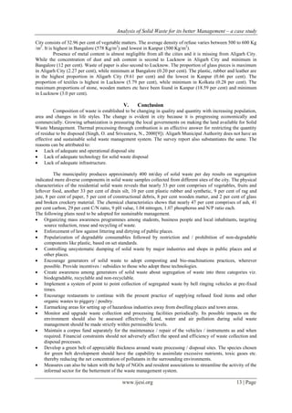 Analysis of Solid Waste for its better Management – a case study | PDF