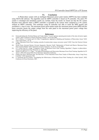 PI Controller based MPPT for a PV System | PDF