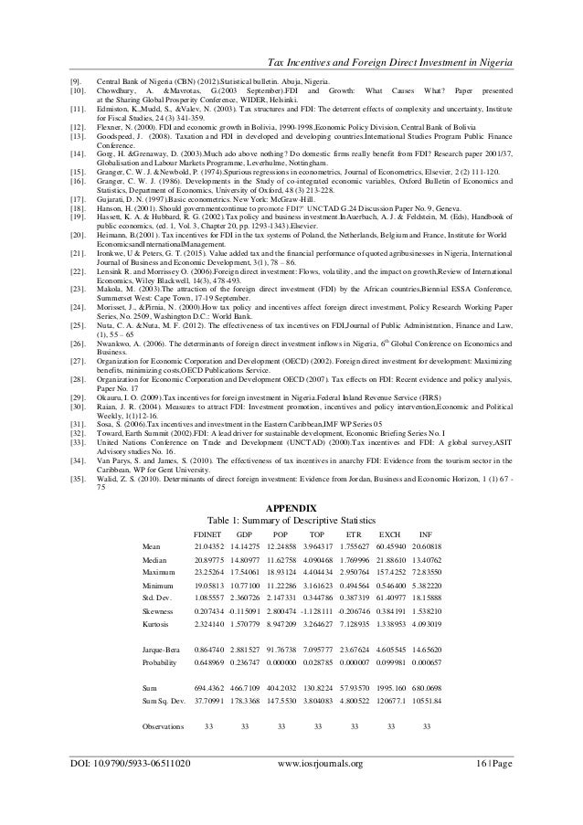 Tax Incentives And Foreign Direct Investment In Nigeria
