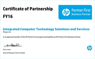 Certificate of Partnership - Integrated Computer Technology Solutions ...