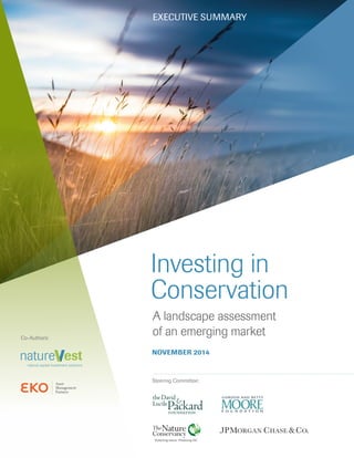 Investing in
Conservation
A landscape assessment
of an emerging market
NOVEMBER 2014
Steering Committee:
Co-Authors:
EXECUTIVE SUMMARY
 