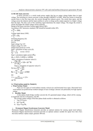 Analysis characteristics of power PV cells and wind turbine from power ...