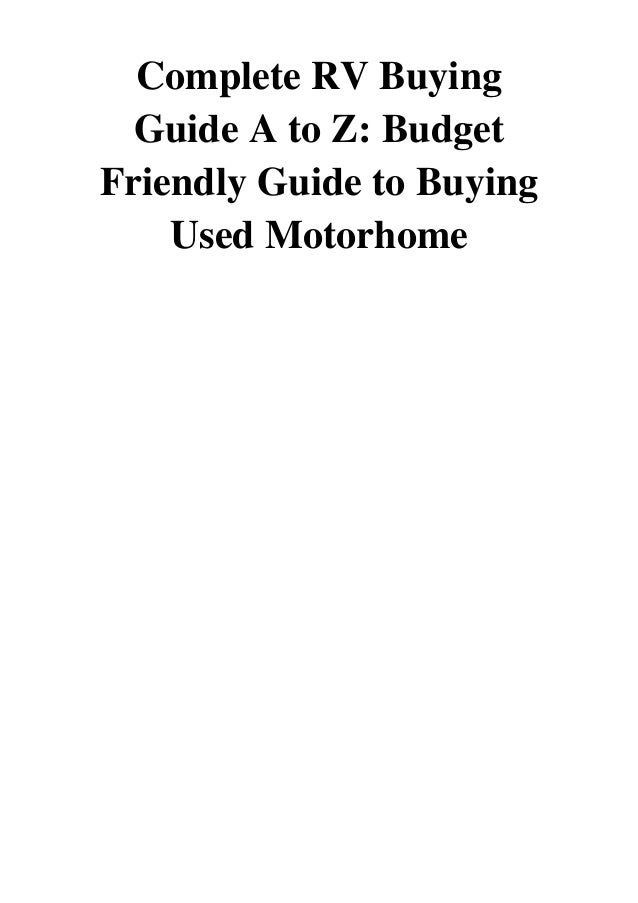 Complete RV Buying Guide A to Z PDF Bruce Bowers Budget Friendly