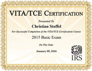 Christian Stoffel - 2015 Basic Exam Certificate