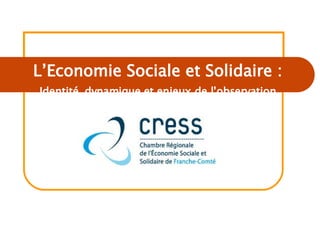 L’Economie Sociale et Solidaire : Identité, dynamique et enjeux de l’observation 