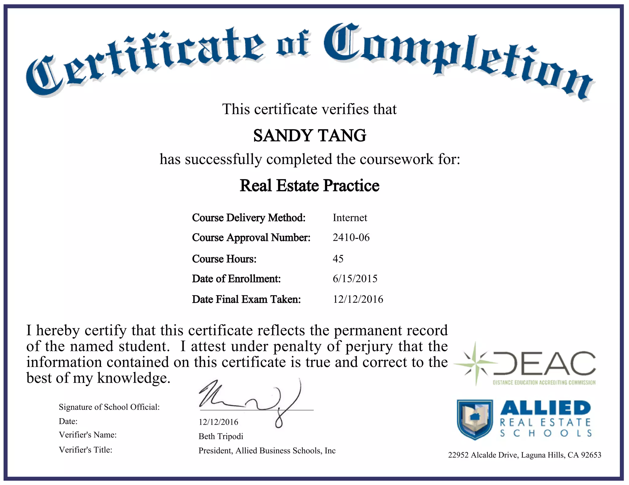 Real Estate Practice Certificate PPT