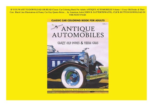 Download Pdf Free Download Classic Car Coloring Book For Adults Antique Auto