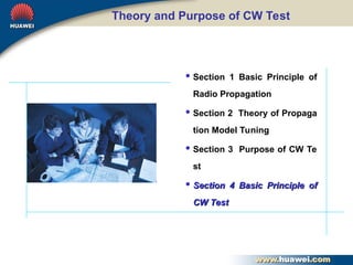 WCDMA RNP CW Test and Propagation Model Tuning(UNET | PPT