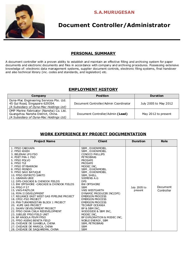 document controller and admin executive murugesan sa copy document controller