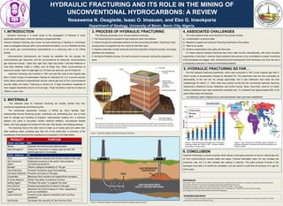 HYDRAULIC FRACTURING AND ITS ROLE IN THE MINING OF
UNCONVENTIONAL HYDROCARBONS: A REVIEW
Nosawema N. Osagiede, Isaac O. Imasuen, and Ebo G. Imeokparia
Department of Geology, University of Benin, Benin City, Nigeria.
1. INTRODUCTION
Hydraulic fracturing in a broad sense is the propagation of fractures in rocks
(especially sedimentary rocks) by injecting a pressurized fluid.
Induced hydraulic fracturing also known as hydro-fracturing or fracking is a technique
used to propagate fractures within unconventional formations, so as to facilitate the flow
of oil and/or gas (unconventional hydrocarbons) to a producing well or for drilling
directly.
Unconventional hydrocarbons can broadly be classified into two groups; the
unconventional gas resources, and the unconventional oil resources. Unconventional
gas resources include ; shale Gas, tight Gas (Tight Gas Sand), Coal Bed Methane or
Coal Mine Methane (CBM or CMM), and Oil Shale Gas. While unconventional oil
resources include; Tight Oil (light tight oil), Oil Sand (tar sand oil), and Oil Shale Oil
Hydraulic Fracturing was invented in 1947 and was first used at the Hugoton gas
field in Grant County of southwestern Kansas by Stanolind Oil. It is a proven process
which allows petroleum explorationists recover natural gas and oil from unconventional
sources safely and easily. Fracturing is carried out in deep formations suspected to
have trapped substantial amount of oil and gas. These formations could be as deep as
1800m or even more.
2. MATERIALS
The materials used for Hydraulic fracturing are broadly divided here into;
mechanical equipments and fracturing fluid.
The mechanical equipments includes; a drilling rig, slurry blender, high-
pressure/high-volume fracturing pumps, monitoring unit, perforating Gun, one or more
units for storage and handling of proppant, high-pressure treating iron, a chemical
additive unit (used to accurately monitor chemical addition), low-pressure flexible
hoses, and many gauges and meters for flow rate, fluid density, and treating pressure.
The fracturing fluid on the other hand is made up of mainly sand and water, then
other additives which constitute less than 2% of the entire fluid. A summary of the
constituents of the fluid and their significance is presented in the table below.
PRODUCT PURPOSE
Water and Sand: ≥98%
Water Expands the fracture and delivers sand
Sand (Proppant) Allows the fractures to remain open so that the
natural gas and oil can escape
Other Additives: ≤2%
Acid Helps dissolve minerals and initiate cracks in the rock
Anti-bacterial
Agent
Eliminates bacteria in the water that produces
corrosive by-products
Breaker Allows a delayed breakdown of the gel
Clay Stabilizer Prevents formation clays from swelling
Corrosion Inhibitor Prevents corrosion of the pipe
Crosslinker Maintains fluid viscosity as temperature increases
Friction Reducer Slicks” the water to minimize friction
Gelling Agent Thickens the water to suspend the sand
Iron Control Prevents precipitation of metal in the pipe
pH Adjusting
Agent
Maintains the effectiveness of other components,
such as crosslinkers
Scale Inhibitor Prevents scale deposits downhole and in surface
equipment
Surfactant Increases the viscosity of the fracture fluid
3. PROCESS OF HYDRAULIC FRACTURING
The following processes occur during hydraulic fracturing;
1. The fracturing fluid is pumped at high pressures down the wellbore.
2. It flows through the perforated sections into the surrounding formation, fracturing it while
carrying sand or proppants into the cracks to hold them open.
3. Experts continually monitor pressures and fluid properties during the process, and adjust
operations as necessary.
5. During the flowback process, the well’s pressure is reduced, leaving the proppants in
place
4. ASSOCIATED CHALLENGES
The main problems that could result from the process include;
a) Contamination of ground water
b) Migration of gases and hydraulic fracturing chemicals to the surface
c) Risks to air quality
d) Surface contamination from spills and flow back
For these reasons hydraulic fracturing has come under scrutiny internationally, with some countries
suspending or banning it; however these problems have proven to be controllable by proper monitoring
of the processes and stages. Also, enhancement and development of the technique over time has led to
a tremendous reduction in these environmental problems.
5. HYDRAULIC FRACTURING SO FAR…
The first hydraulic fracturing experiment, which was conducted in 1947 at the Hugoton gas field in
Grant County of southwestern Kansas by Stanolind Oil. The experiment was not very successful as
deliverability of the well did not change appreciably. But it was Halliburton that made the final
breakthrough On March 17, 1949, when they carried out the first two commercial hydraulic fracturing
treatments in Stephens County, Oklahoma, and Archer County, Texas. Since then, close to 2.5 million
fracture treatments have been performed worldwide and It is believed that approximately 60% of all
wells drilled today are fractured.
It is seldomly used in Nigeria but no well documented case have been established
Figure 3- Chart showing the estimated size of the global
fracturing market from 1999 to 2007. Courtesy: Michael
Economides, Energy Tribune.
Figure 4- Map showing the estimated global distribution of
fracturing equipment, including land fracturing spreads and
offshore vessels.
6. CONCLUSION
Hydraulic fracturing is a proven process which allows oil and gas producers to recover natural gas and
oil from unconventional sources safely and easily. Fracture stimulation does not only increase the
production rate, but it is also credited with adding to reserves. The entire process involved in the
technique could take 3-4 months for completion, but can result in a well that will produce oil or gas for
20-40 years.
REFERENCES
Chemicals used in hydraulic fracturing by United States House of Representaive Committee on Energy and Commerce, Minority Staff, 2011.
Facts about Hydraulic Fracturing by Chesaspake Energy (www.hydraulicfracturing.com)
Hydraulic fracturing at a glance by American Petroleum Institute (API), 2008 - www.api.prg
Hydraulic Fracturing; History Of An Enduring Technology by Carl T. Montgomery and Michael B. Smith, NSI Technologies
U.S Department of Energy Official Website (www.fossil.energy.gov)
Figure 1- Schematic diagram showing the process of fracturing.
Figure 2- Schematic diagram showing how fracturing increases reservoir content.
ACKNOWLEDGEMENT
The authors would like to thank the Nigerian Association of Petroleum Explorationists for the opportunity to present this poster at the NAPE
International Conference and Exhibition, 2013.
 
